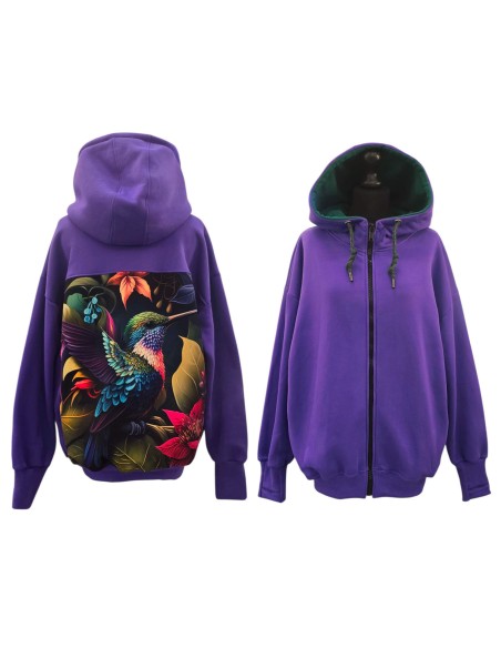 Bluza-kameleon-z-suwakiem-koliber-w-kwiatach
