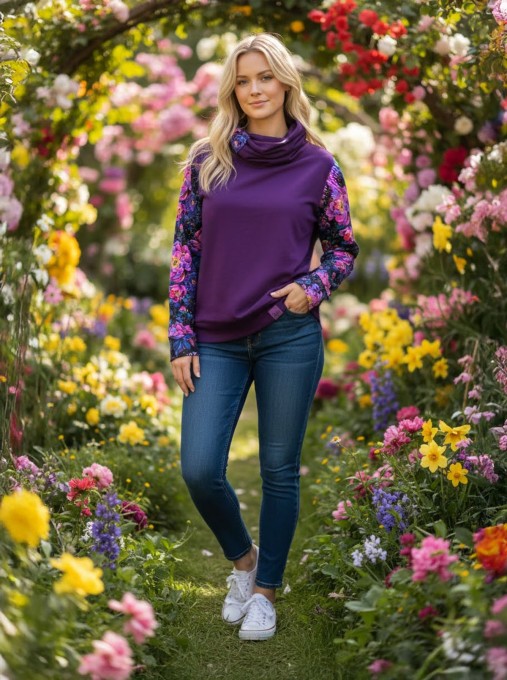 Bluza Luna z kominem wzór rękawy