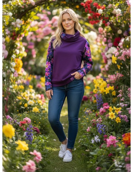 Bluza Luna z kominem wzór rękawy
