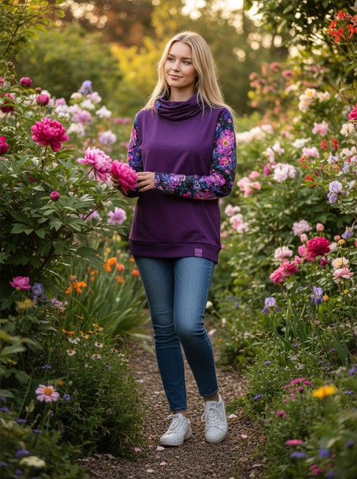 Bluza Luna z kominem wzór rękawy